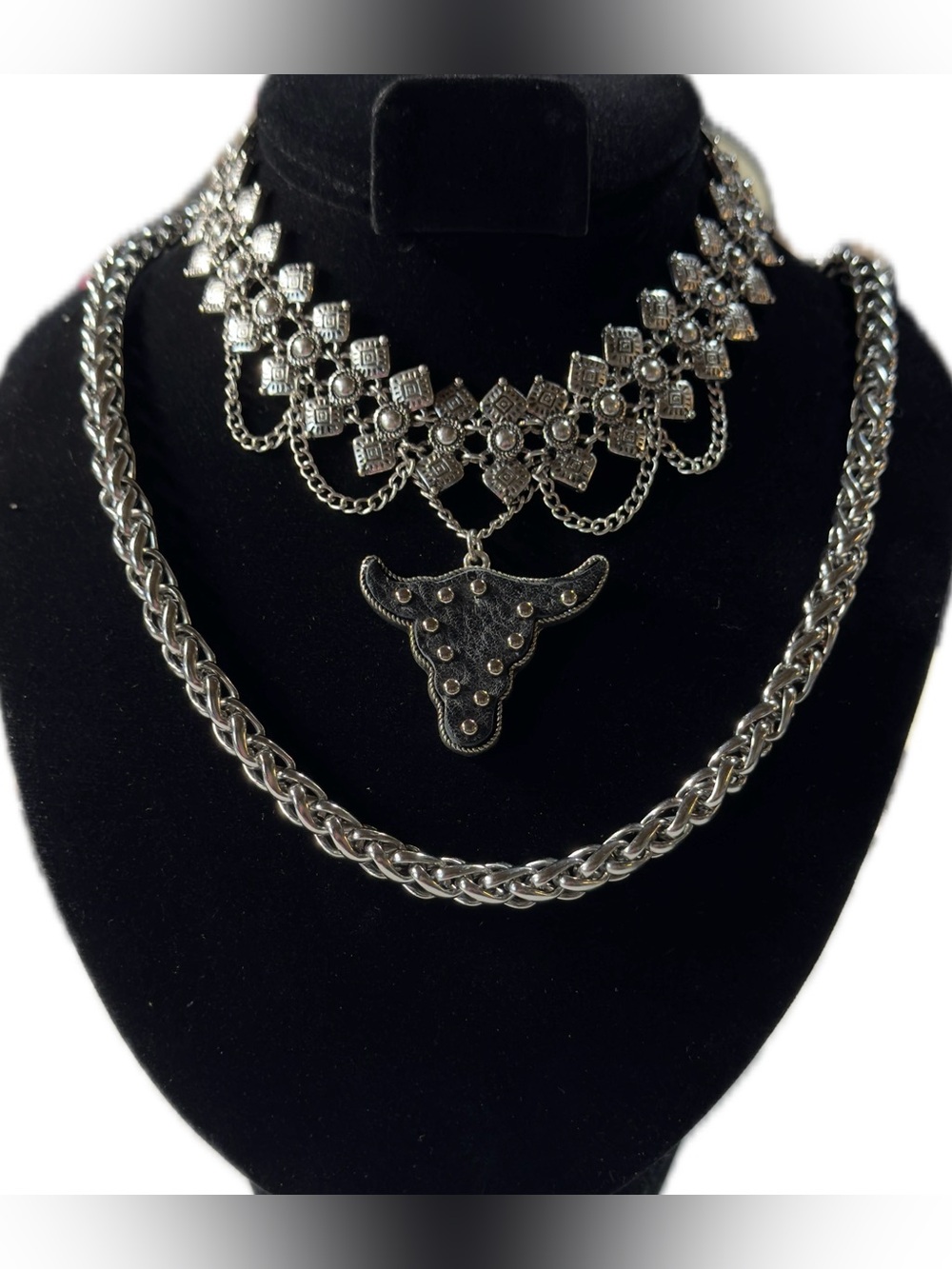 Idyllwind Silver-Tone Layered Lace Choker Necklace Set